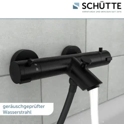 Wannentherm. London,schwarz-matt, 1/2Verbruehschutz und Wassersparfunktion