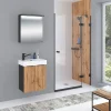 Waschbeckenunterschrank Mara, 55cm, Schwarz, 2 Türen, Soft-Close, inkl. Keramik-Becken