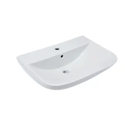 Waschtisch Rivo, Breite 60cm,Tiefe 45cm,matt weiss, mit Ueberlauf u. Hahnloch