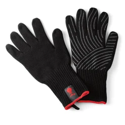 Weber Grillhandschuh Größe S/M Set aus Kevlar schwarz lang mit Silikonnoppen
