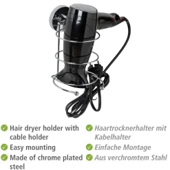 Wenko Haartrocknerhalter Befestigen ohne bohren Vacuum-Loc
