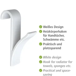 Wenko Haken für Handtuchheizkörper weiß 2er Set