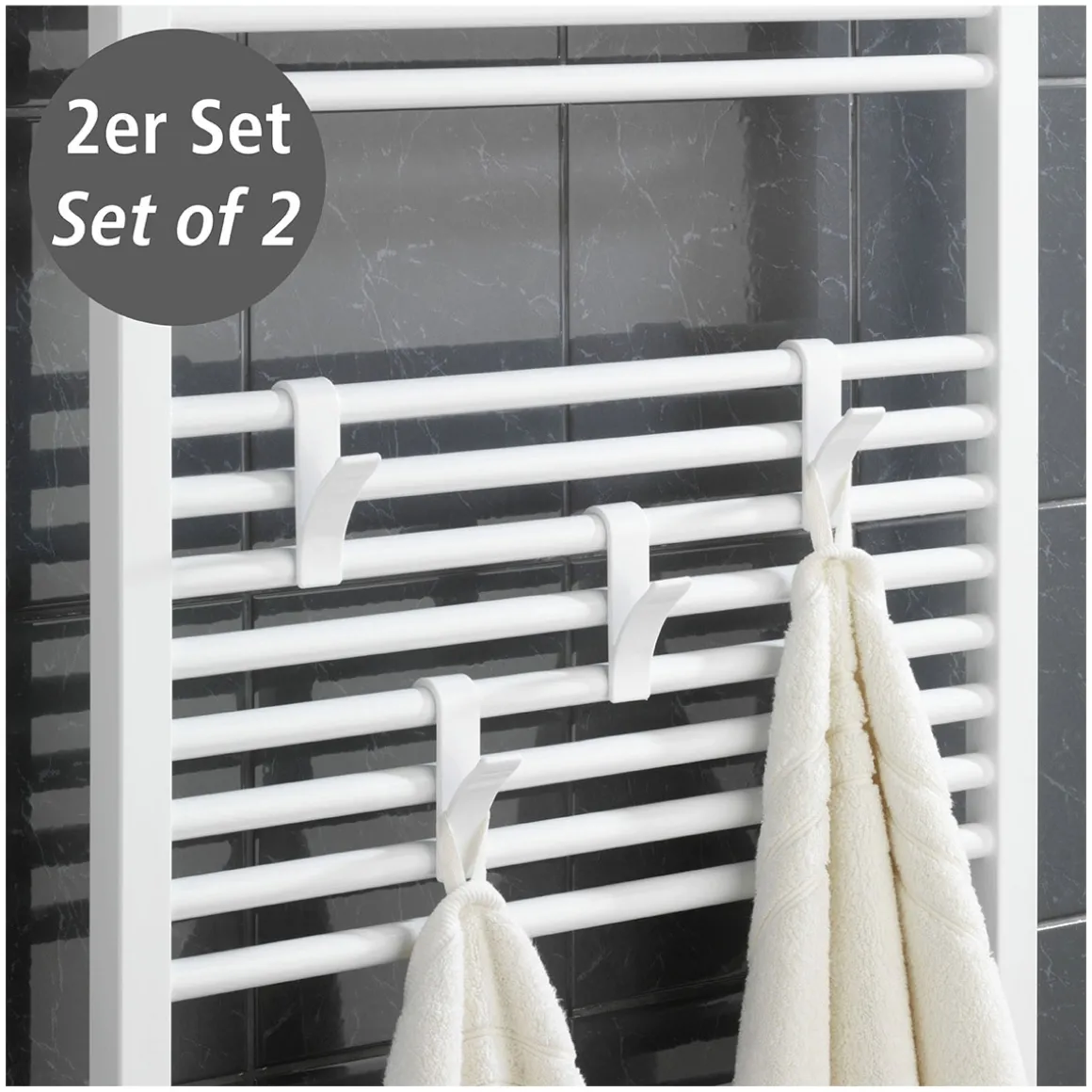 Wenko Haken für Handtuchheizkörper weiß 2er Set