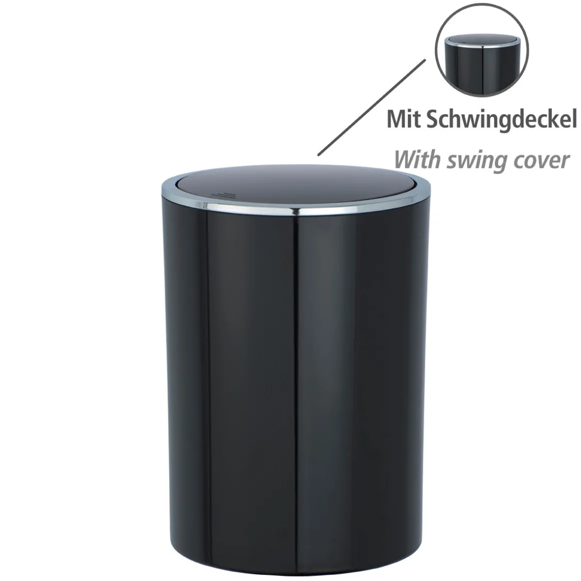Wenko Schwingdeckeleimer Inca schwarz 5 L