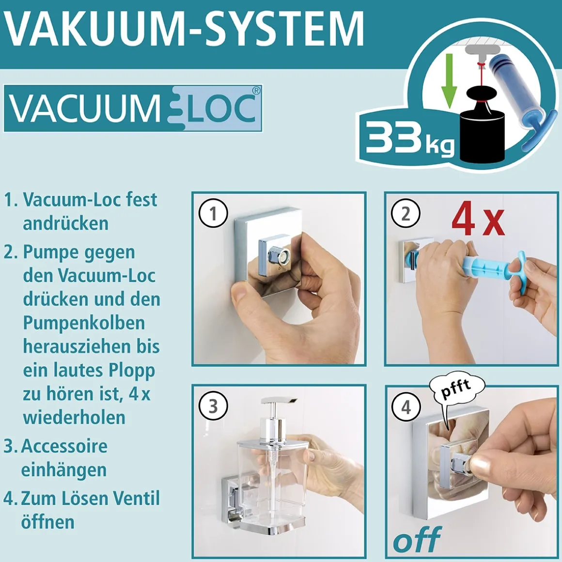 Wenko Vacuum-Loc Wandablage Quadro