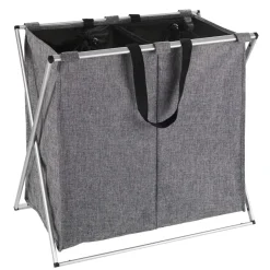 Wenko Wäschesammler Duo grau meliert 120 l
