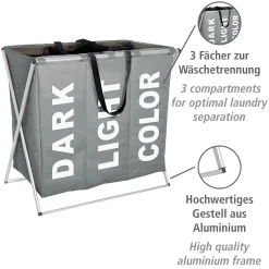 Wenko Wäschesammler Trio grau 130 l