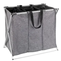 Wenko Wäschesammler Trio grau meliert 130 l
