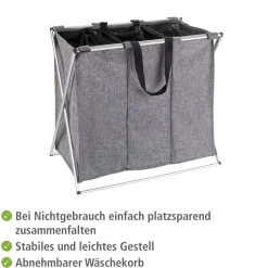 Wenko Wäschesammler Trio grau meliert 130 l